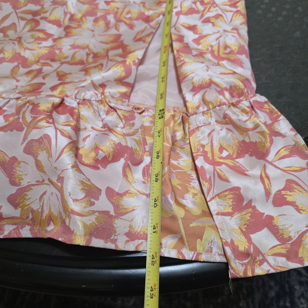 Lulu's Floral Fitted Dress in Pink and Orange Midi Mermaid - Picture 6 of 6